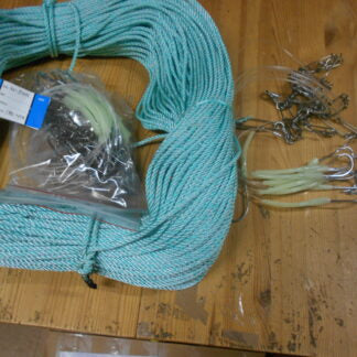 Havline - 180m m/ 30 stk 7/0 krok (Rustfri) Selvlysende fortombeskyttelse