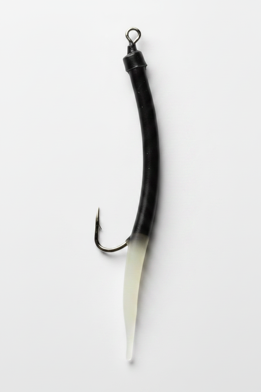 Stainless steel gummi makk 12/0 Black + luminous tail