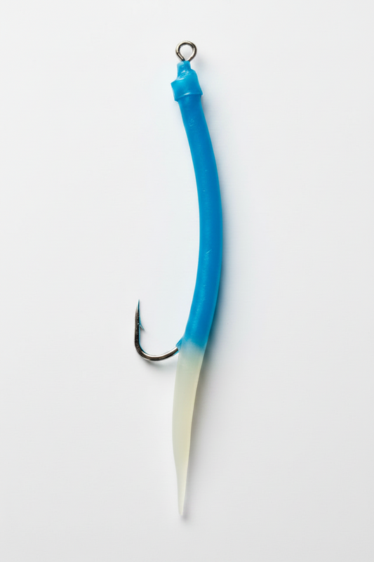 Stainless rubber lure 12/0 Blue + luminous tail