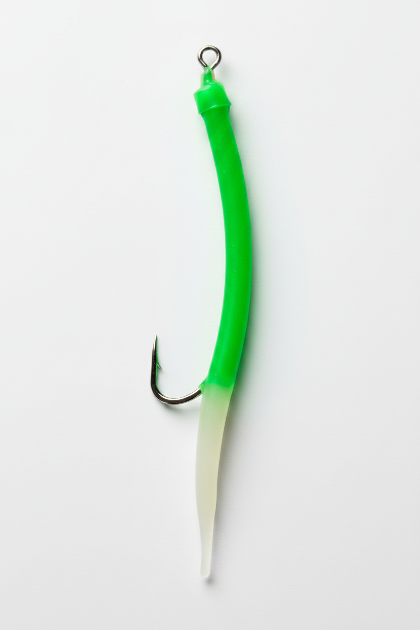 Stainless rubber mackerel 12/0 Green + luminous tail
