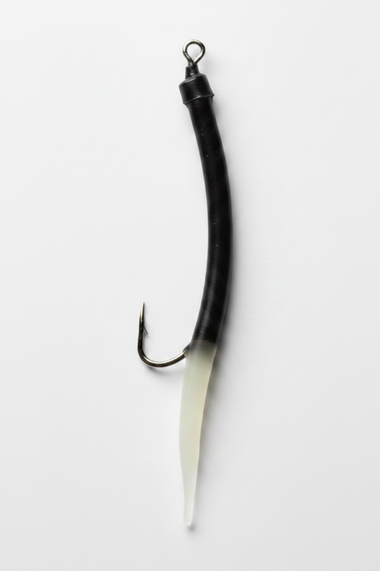 Stainless steel gummi makk 12/0 Black + luminous tail