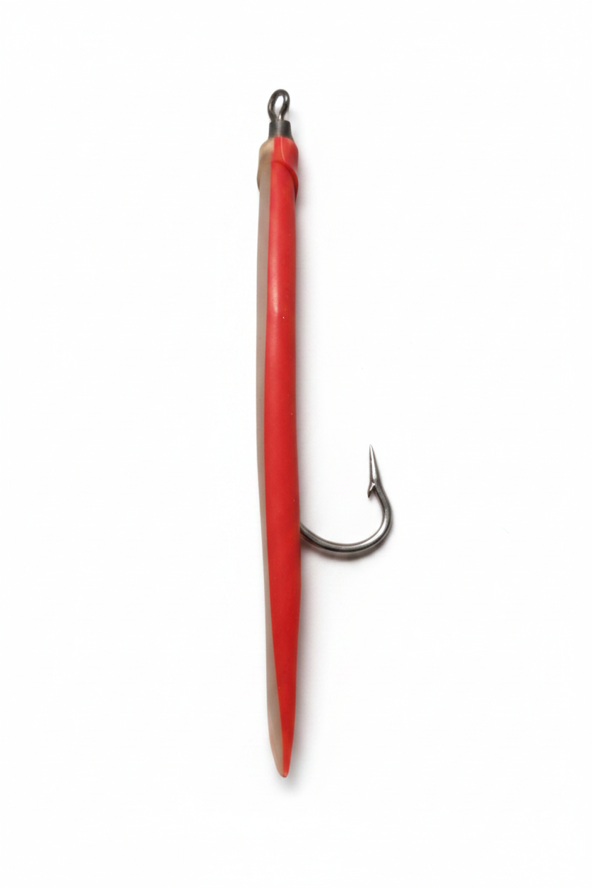 Stainless Rubber Worm 10/0 Red and transparent