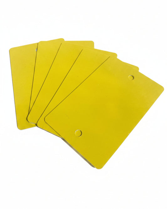 Teinemerker gult plastkort