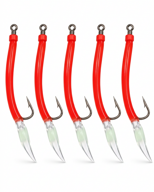 Rustfri Gummimakk 8/0 Rød og transparent - 5pk